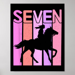Affiche Cheval Girl 7e Anniversaire Équitation 7 Année Ol