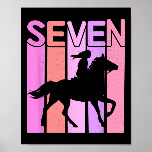Affiche Cheval Girl 7e Anniversaire Équitation 7 Année Ol (Devant)