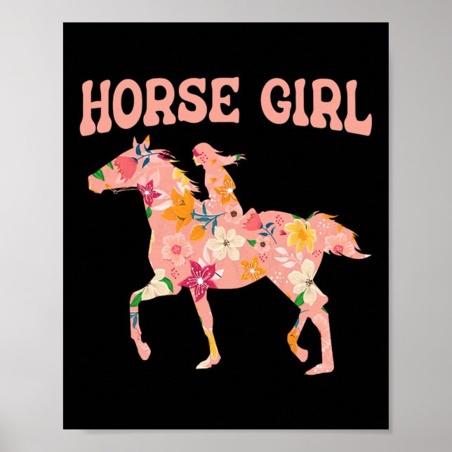 Affiche Cheval Girl - Cheval équitation Cheval cavalier Ho (Devant)