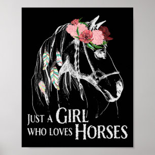 Affiche Cheval Girl - Pony mignon - Crazy Horseback équita