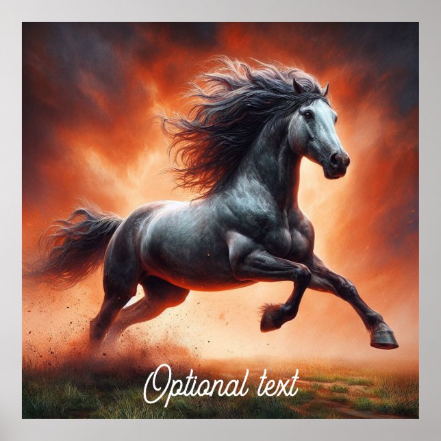 Affiche Cheval gris et pompier des Prairies (Devant)