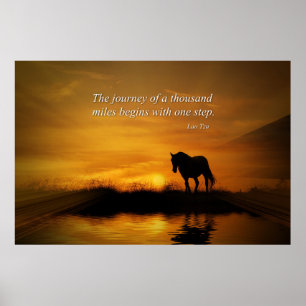 Affiche Cheval Inspirational Lao Tzu Voyage 1000 Miles