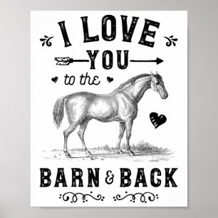 Affiche Cheval Je T'Aime À La Grange Et Les Filles Dos Hor