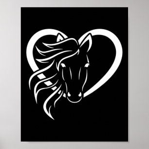 Affiche Cheval Lover Heart Horseback équitation Western Co