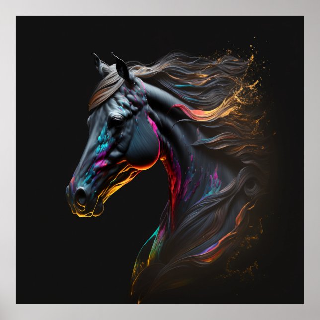 Affiche Cheval magique, Couleurs Abstraites, Mur d'impress (Devant)