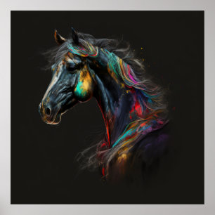 Affiche Cheval magique, Couleurs Abstraites, Mur d'impress