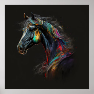 Affiche Cheval magique, Couleurs Abstraites, Mur d'impress