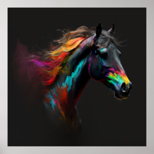 Affiche Cheval magique, Couleurs Abstraites, Mur d'impress