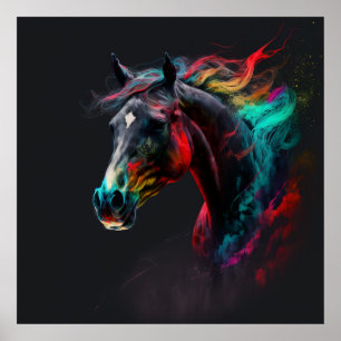 Affiche Cheval magique, Couleurs Abstraites, Mur d'impress