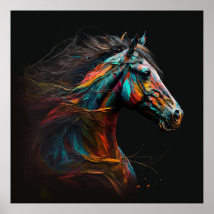 Affiche Cheval magique, Couleurs Abstraites, Mur d'impress