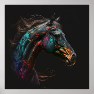 Affiche Cheval magique, Couleurs Abstraites, Mur d'impress