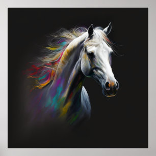 Affiche Cheval magique, Couleurs Abstraites, Mur d'impress