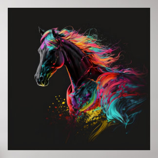 Affiche Cheval magique, Couleurs Abstraites, Mur d'impress