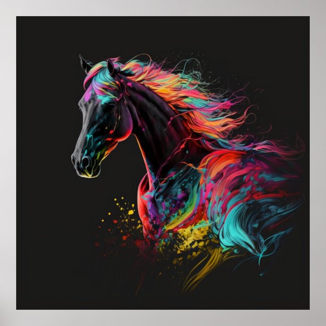 Affiche Cheval magique, Couleurs Abstraites, Mur d'impress (Devant)