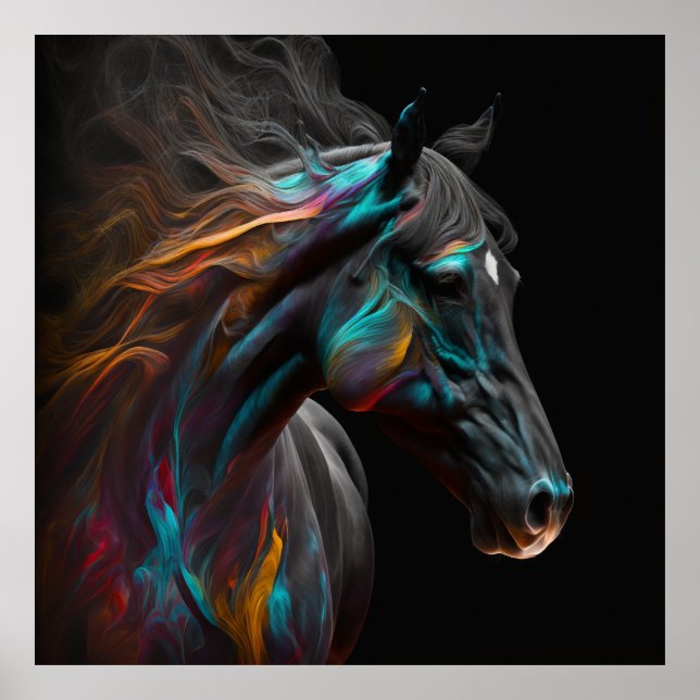 Affiche Cheval magique, Couleurs Abstraites, Mur d'impress (Devant)
