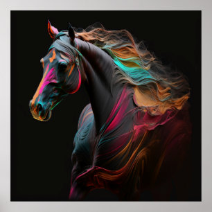Affiche Cheval magique, Couleurs Abstraites, Mur d'impress