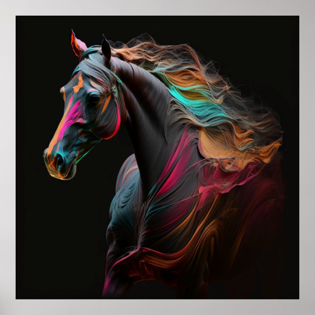 Affiche Cheval magique, Couleurs Abstraites, Mur d'impress (Devant)