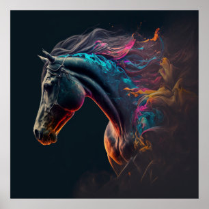 Affiche Cheval magique, Couleurs Abstraites, Mur d'impress
