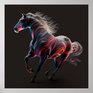 Affiche Cheval magique, Couleurs Abstraites, Mur d'impress