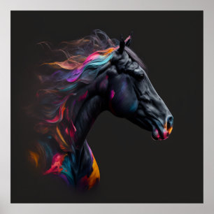 Affiche Cheval magique, Couleurs Abstraites, Mur d'impress