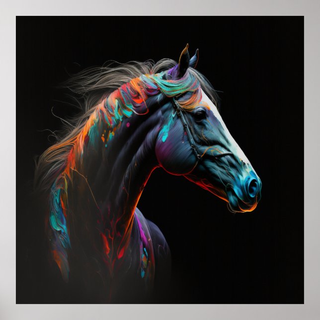Affiche Cheval magique, Couleurs Abstraites, Mur d'impress (Devant)