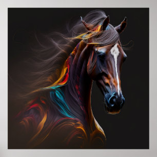 Affiche Cheval magique, Couleurs Abstraites, Mur d'impress