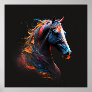 Affiche Cheval magique, Couleurs Abstraites, Mur d'impress