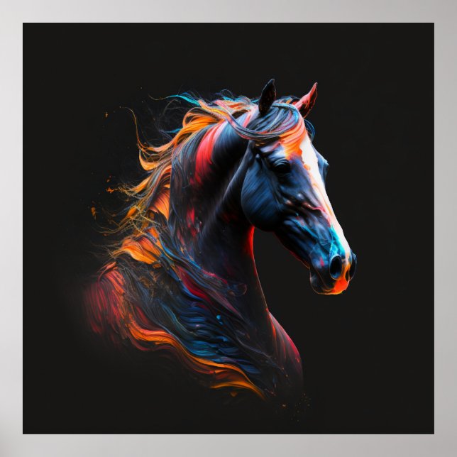 Affiche Cheval magique, Couleurs Abstraites, Mur d'impress (Devant)