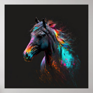 Affiche Cheval magique, Couleurs Abstraites, Mur d'impress