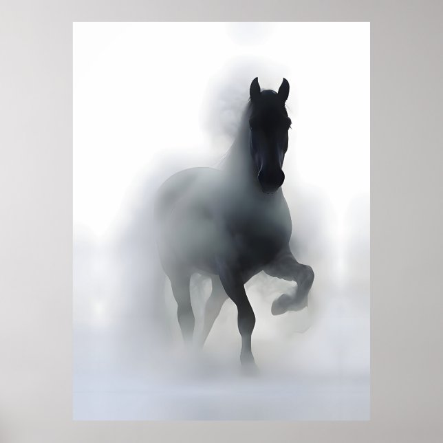 Affiche Cheval majestueux dans le brouillard – Abstrait mi (Devant)