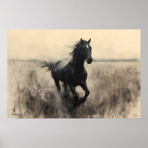 Affiche Cheval majestueux galopant dans la nature - Monoch