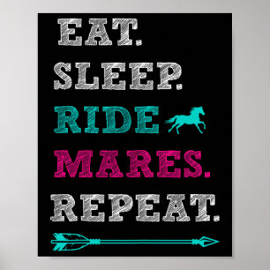 Affiche Cheval Mare Équitation - Manger Sleep Mares Repe