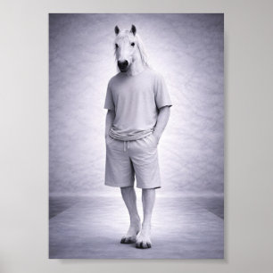 Affiche Cheval minimaliste en tenue moderne décontractée