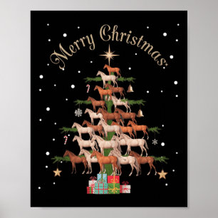 Affiche Cheval Noël Arbre Cheval Arbre de Noël Joyeux Chri