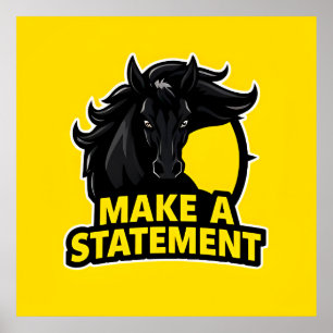 Affiche Cheval Noir Audacieux avec Texte Motivationnel
