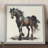 Cheval Noir Peinture Abstraite moderne
