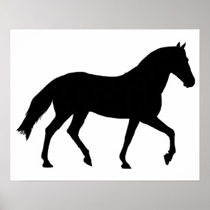 Affiche Cheval Noir Silhouette Cheval Poney Ombre Simple