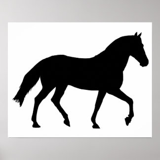 Affiche Cheval Noir Silhouette Cheval Poney Ombre Simple