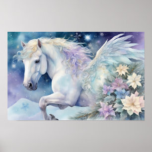 Affiche Cheval Pegasus d'hiver - Toutes les options