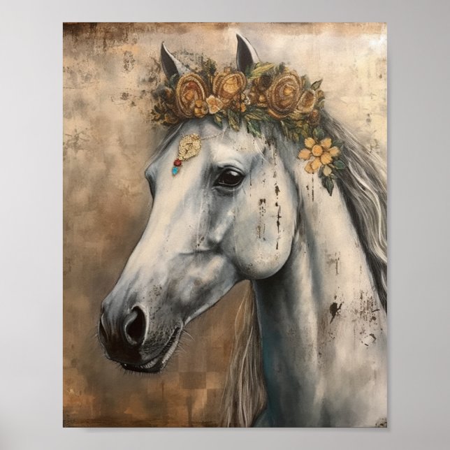 Affiche Cheval portant une couronne florale (Devant)