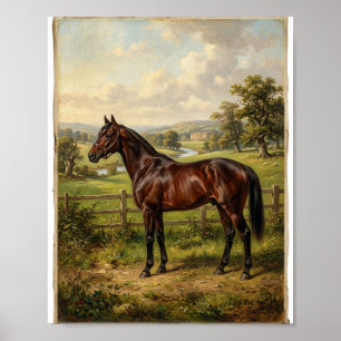 Affiche Cheval Pur-Sang Équestre Antique I