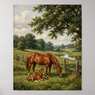 Affiche Cheval Pur-Sang Équestre Antique II