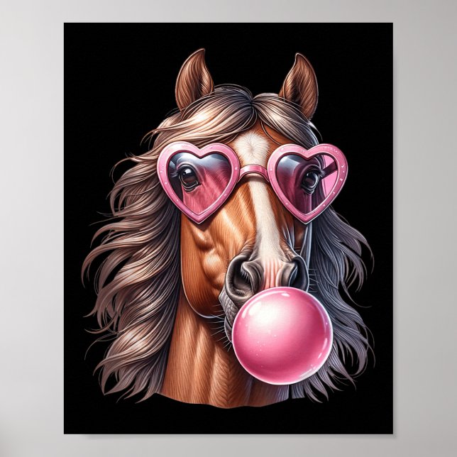 Affiche Cheval Rétro Feu Bubble Gomme Avec Sungles Horse (Devant)