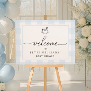 Affiche Cheval Rocher En vichy Bleu Bienvenue