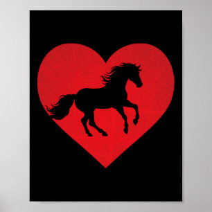 Affiche Cheval Romantique en forme de coeur équestre Lover