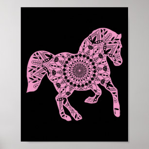 Affiche Cheval Rose Mandala T Shirt Pour L'Équitation Ho