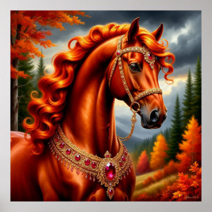 Affiche Cheval Rouge Majestueux