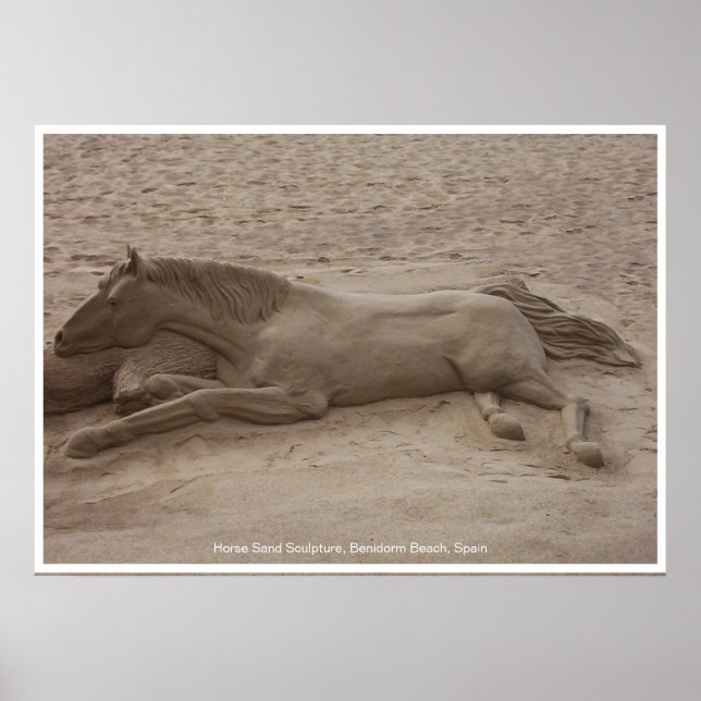 Affiche Cheval Sable Sculpture Imprimer (Devant)