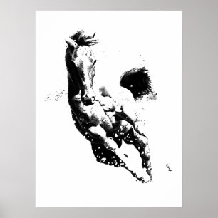 Affiche Cheval Sauvage en Course - Liberté