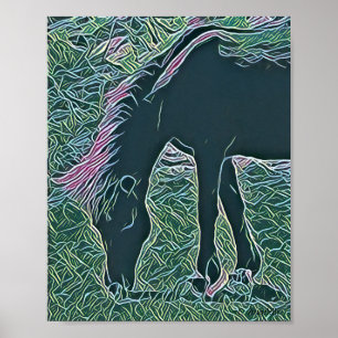 Affiche Cheval sauvage pâturant sur Shackleford Banks